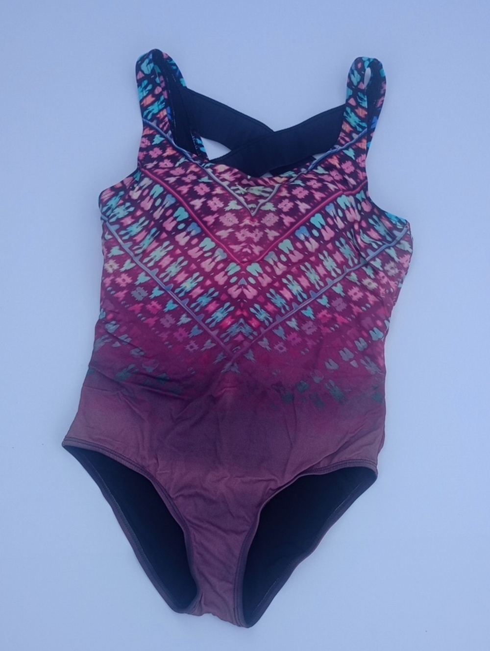 Swimsuits For All Magenta Aztec Ombre One Piece Tummy Control Swimsuit Size 14